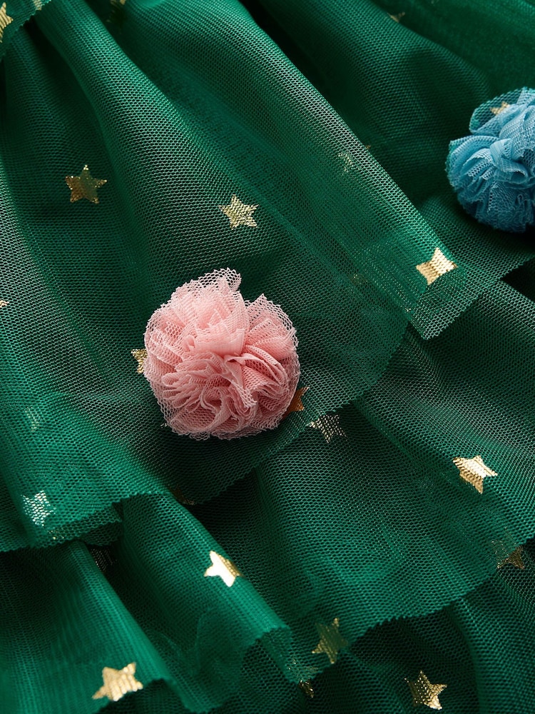Boden Green Maude Ruffle Christmas Tree Tulle Dress - Image 3 of 3