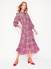 Boden Red Martha Godet Maxi Shirt Dress - Image 1 of 6