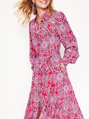 Boden Red Martha Godet Maxi Shirt Dress - Image 2 of 6