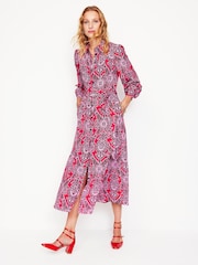 Boden Red Martha Godet Maxi Shirt Dress - Image 4 of 6