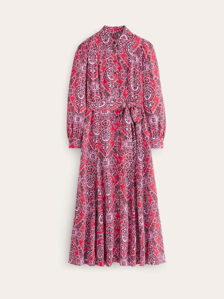 Boden Red Martha Godet Maxi Shirt Dress - Image 6 of 6