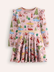 Boden Pink Mabel Twirly Christmas 100% Cotton Ballerina Dress - Image 1 of 3