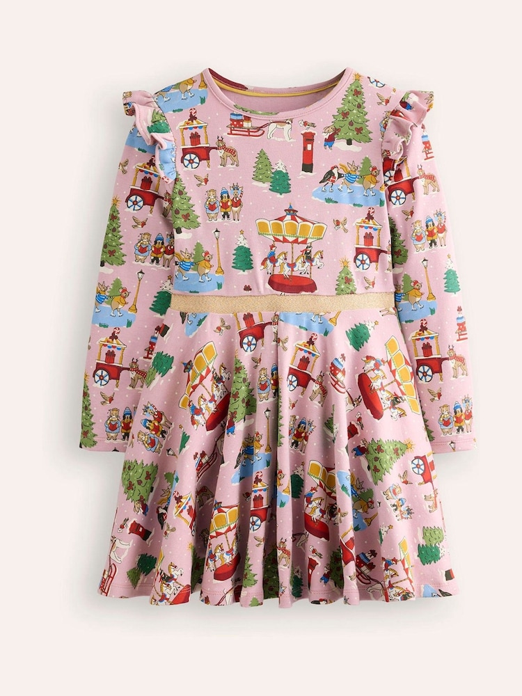 Boden Pink Mabel Twirly Christmas 100% Cotton Ballerina Dress - Image 1 of 3