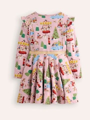 Boden Pink Mabel Twirly Christmas 100% Cotton Ballerina Dress - Image 2 of 3