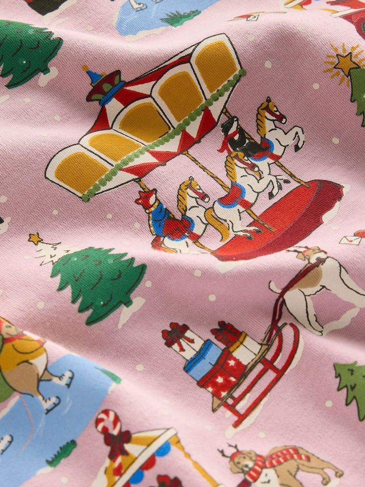 Boden Pink Mabel Twirly Christmas 100% Cotton Ballerina Dress - Image 3 of 3