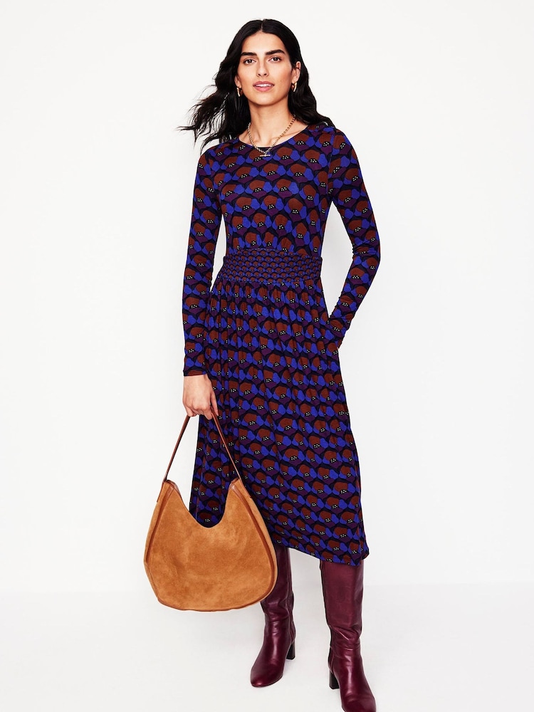 Boden Purple Thea Long Sleeve Jersey Dress - Image 1 of 5