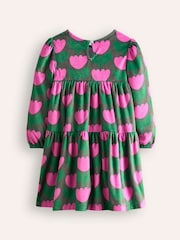 Boden Green Tiered Velour Dress - Image 2 of 3