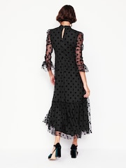 Boden Black Fluted Sleeve Tulle Tea Dress - Image 3 of 5