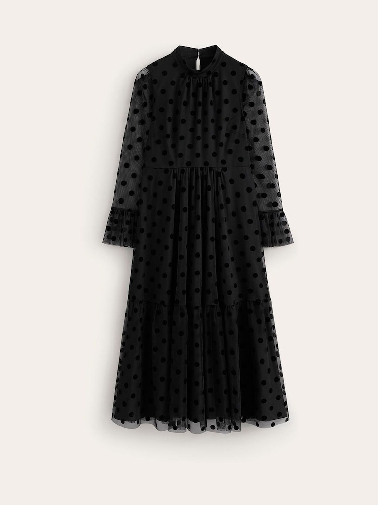 Boden Black Fluted Sleeve Tulle Tea Dress - Image 5 of 5