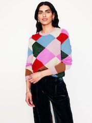 Boden Metallic Sparkly Argyle Jumper - Image 1 of 6