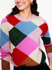 Boden Metallic Sparkly Argyle Jumper - Image 2 of 6
