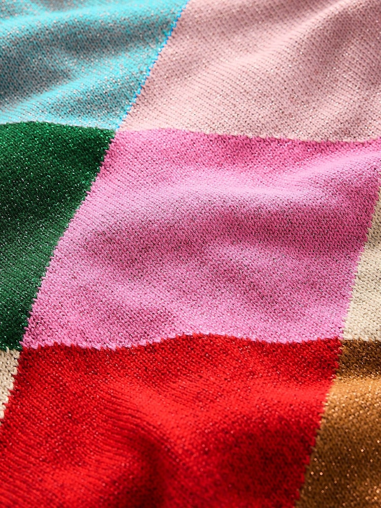 Boden Metallic Sparkly Argyle Jumper - Image 6 of 6