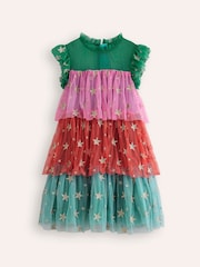 Boden Pink Star Tiered Tulle Christmas Dress - Image 1 of 3