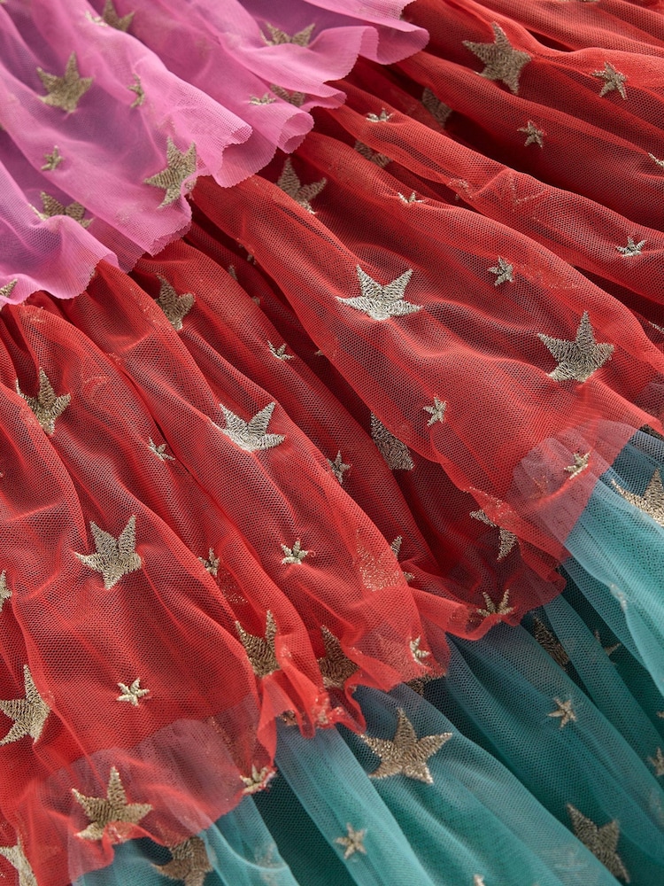 Boden Pink Star Tiered Tulle Christmas Dress - Image 3 of 3