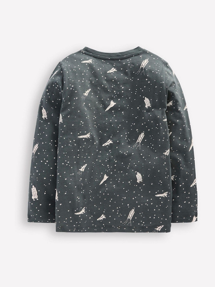 Boden Blue Glow-In-The-Dark Astronaut 100% Cotton T-Shirt - Image 2 of 3