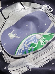 Boden Blue Glow-In-The-Dark Astronaut 100% Cotton T-Shirt - Image 3 of 3