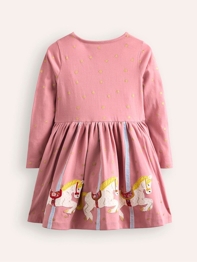 Boden Pink Coco Appliqué Hem 100% Cotton Jersey Dress - Image 2 of 3 Boden Pink Coco Appliqué Hem 100% Cotton Jersey Dress - Image 2 of 3
