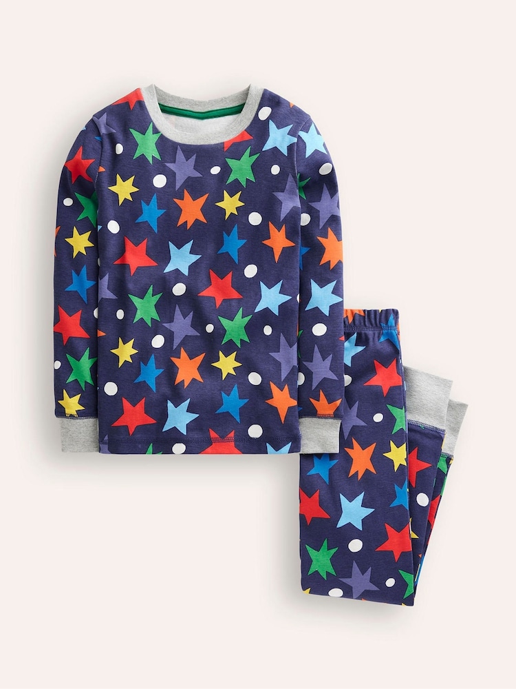 Boden Blue Snug Stars Glow-In-The-Dark 100% Cotton Pyjamas - Image 1 of 2