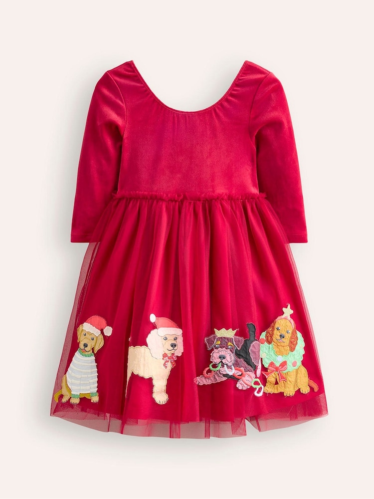 Boden Kleid aus samtigem Tüll mit weihnachtlichem Motiv und Applikationen - Bild 2 von 2 Boden Kleid aus samtigem Tüll mit weihnachtlichem Motiv und Applikationen - Bild 2 von 2