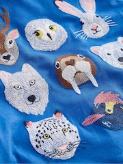 Boden Blue Fun Superstitch Arctic Animals Grid 100% Cotton T-Shirt - Image 3 of 3