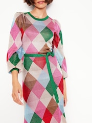 Boden Metallic Crew Jacquard Dress - Image 2 of 5