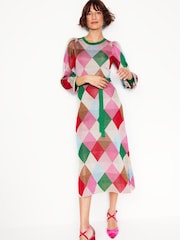 Boden Metallic Crew Jacquard Dress - Image 4 of 5