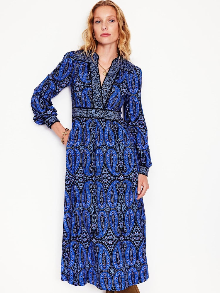 Boden Blue Hotched Ponte Dress - Image 1 of 5