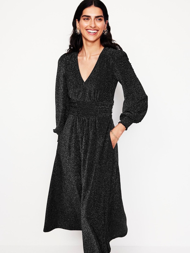 Boden Black Daphne Metallic Midi Dress - Image 1 of 6