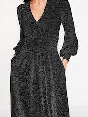 Boden Black Daphne Metallic Midi Dress - Image 2 of 6
