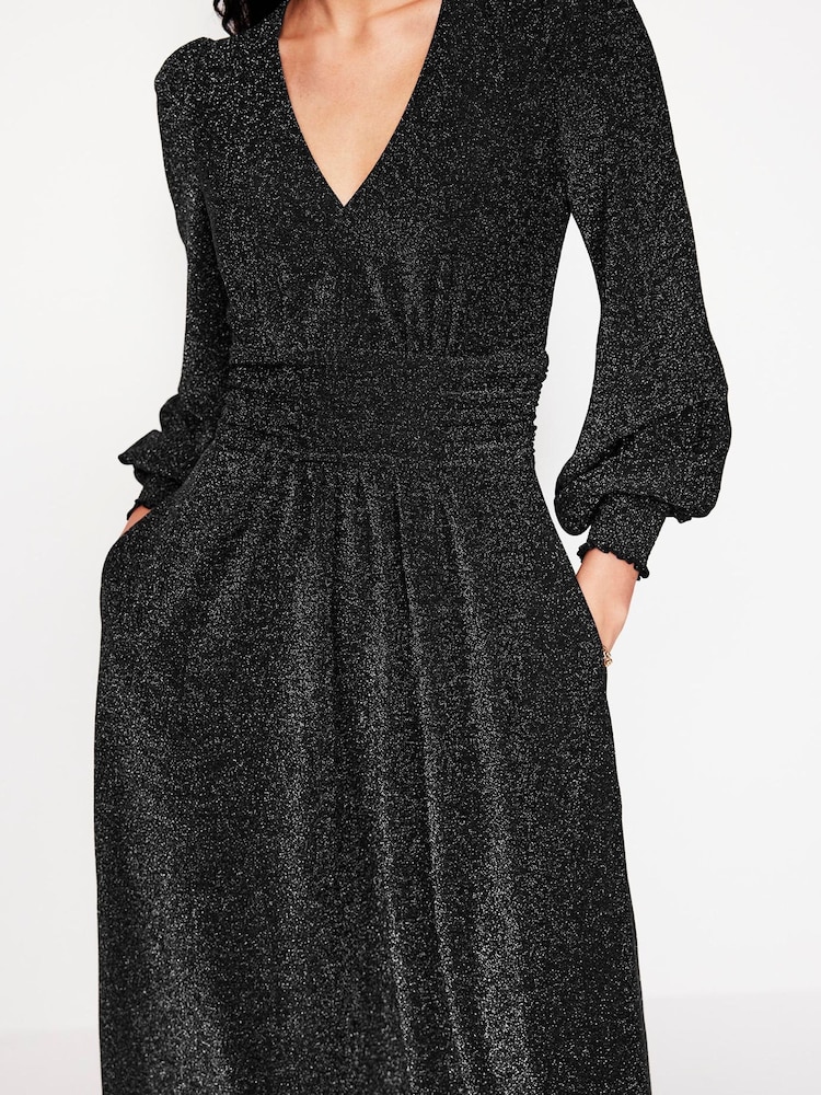 Boden Black Daphne Metallic Midi Dress - Image 2 of 6