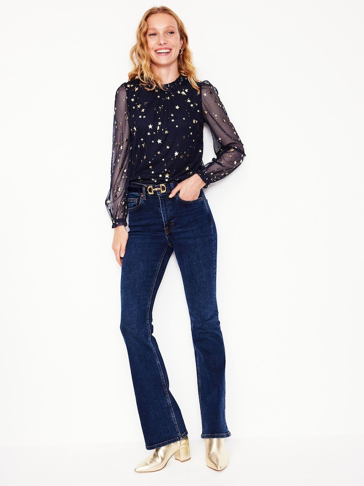 Boden Blue Tulle Blouson Sleeve Top - Image 2 of 6 Boden Blue Tulle Blouson Sleeve Top - Image 2 of 6