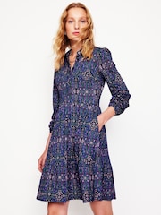 Boden Blue Tiered Jersey Shirt Dress - Image 1 of 5