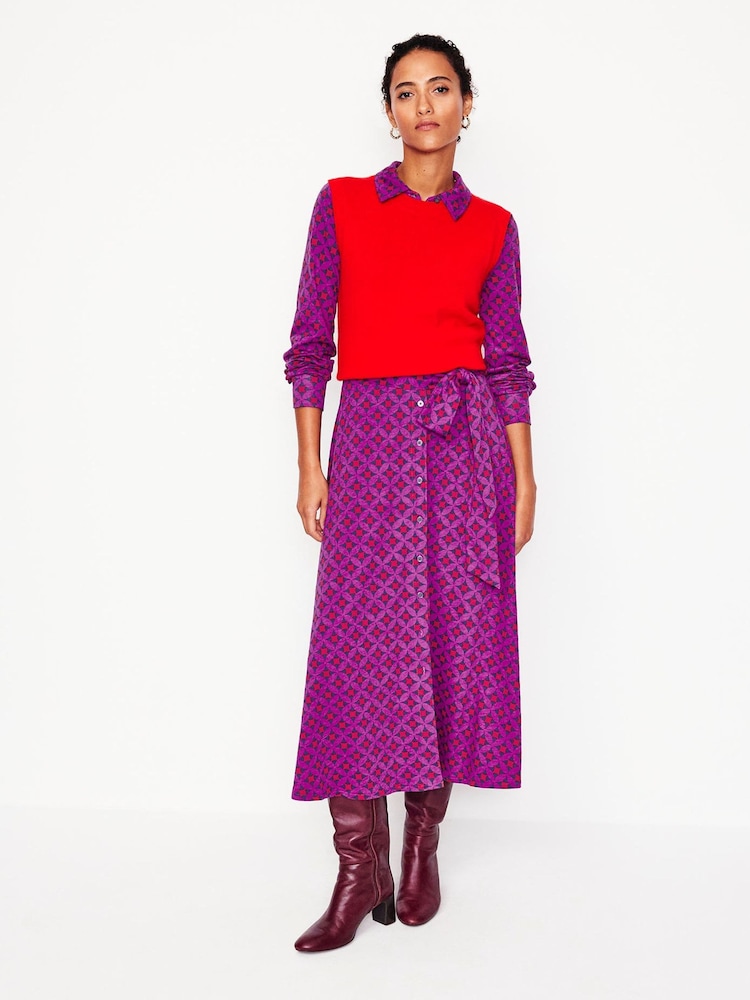 Boden Purple Marcia Jersey Midi Shirt Dress - Image 1 of 6