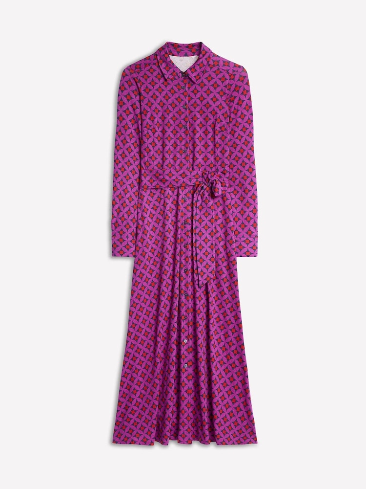 Boden Purple Marcia Jersey Midi Shirt Dress - Image 6 of 6