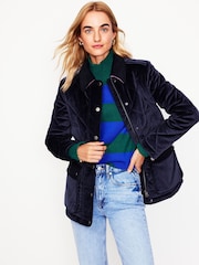 Boden Blue Quilted Velvet Jacket - Image 1 of 6