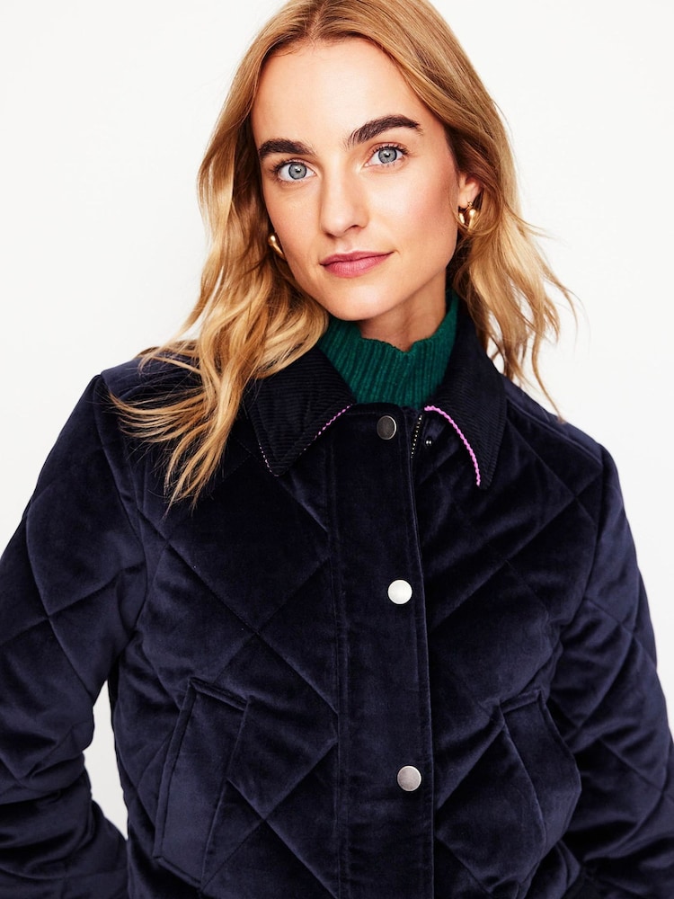 Boden Blue Quilted Velvet Jacket - Image 2 of 6