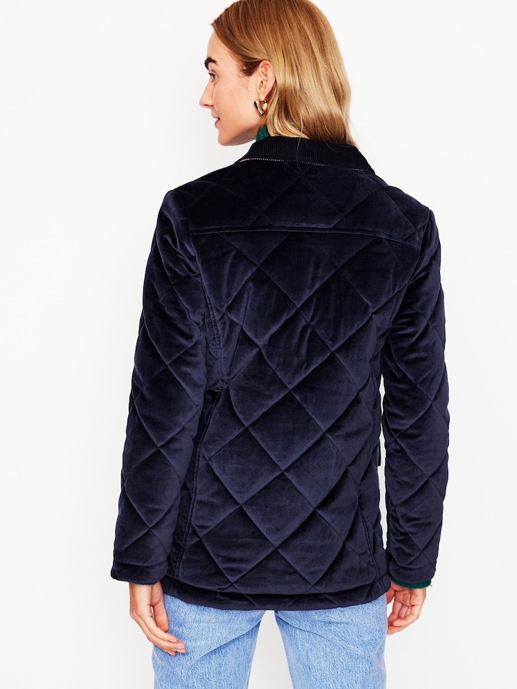Boden Blue Quilted Velvet Jacket - Image 3 of 6