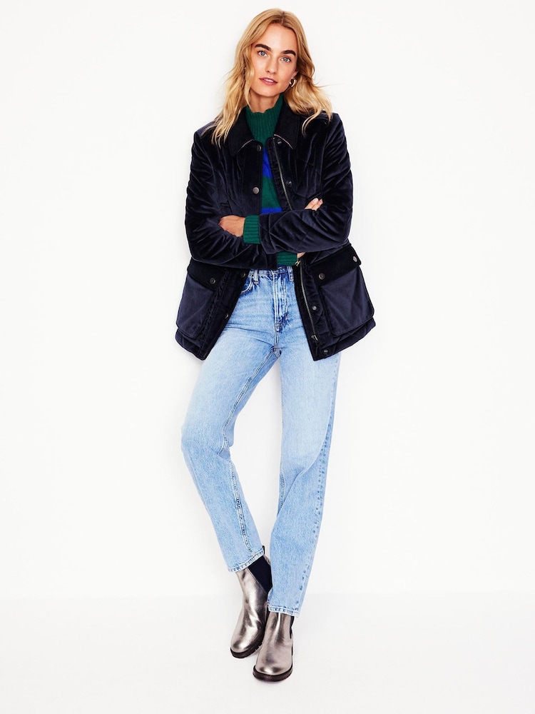 Boden Blue Quilted Velvet Jacket - Image 5 of 6