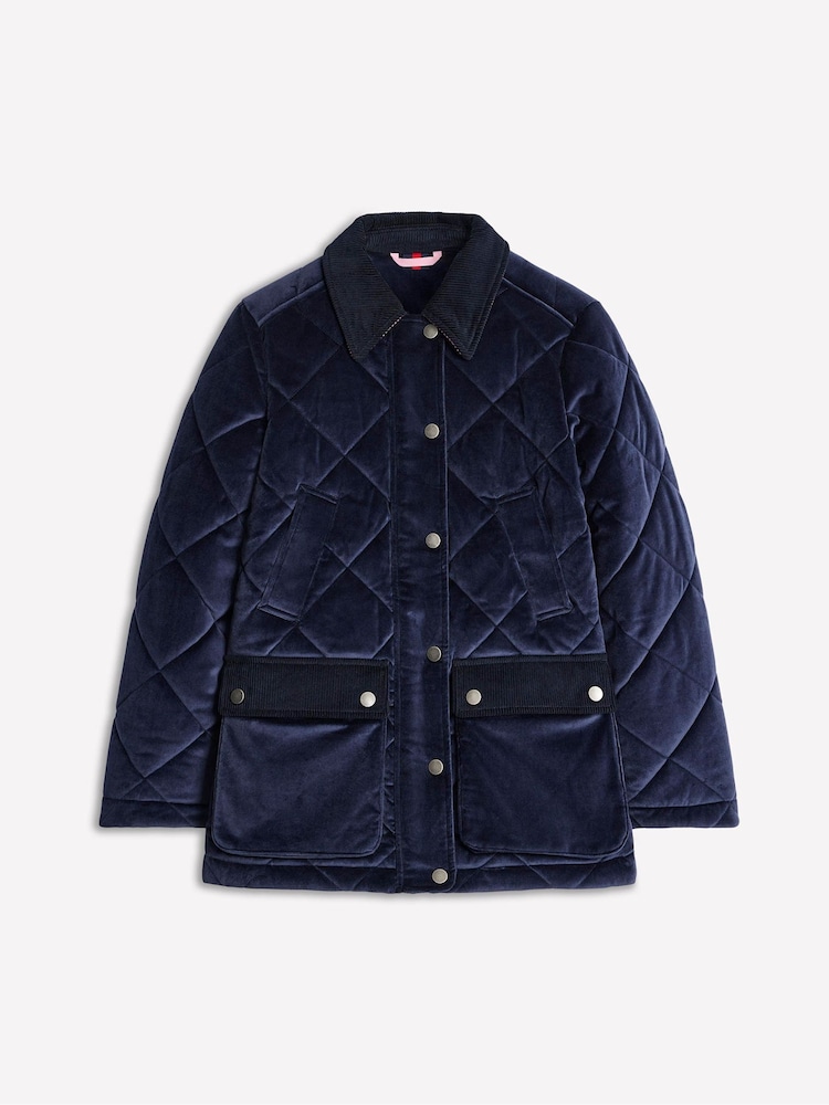 Boden Blue Quilted Velvet Jacket - Image 6 of 6 Boden Blue Quilted Velvet Jacket - Image 6 of 6