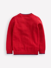 Boden Red Fun Christmas Tree Logo Jumper - Image 2 of 3