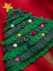 Boden Red Fun Christmas Tree Logo Jumper - Image 3 of 3