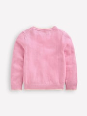 Boden Pink Fun Ballerina Logo Jumper - Image 2 of 3
