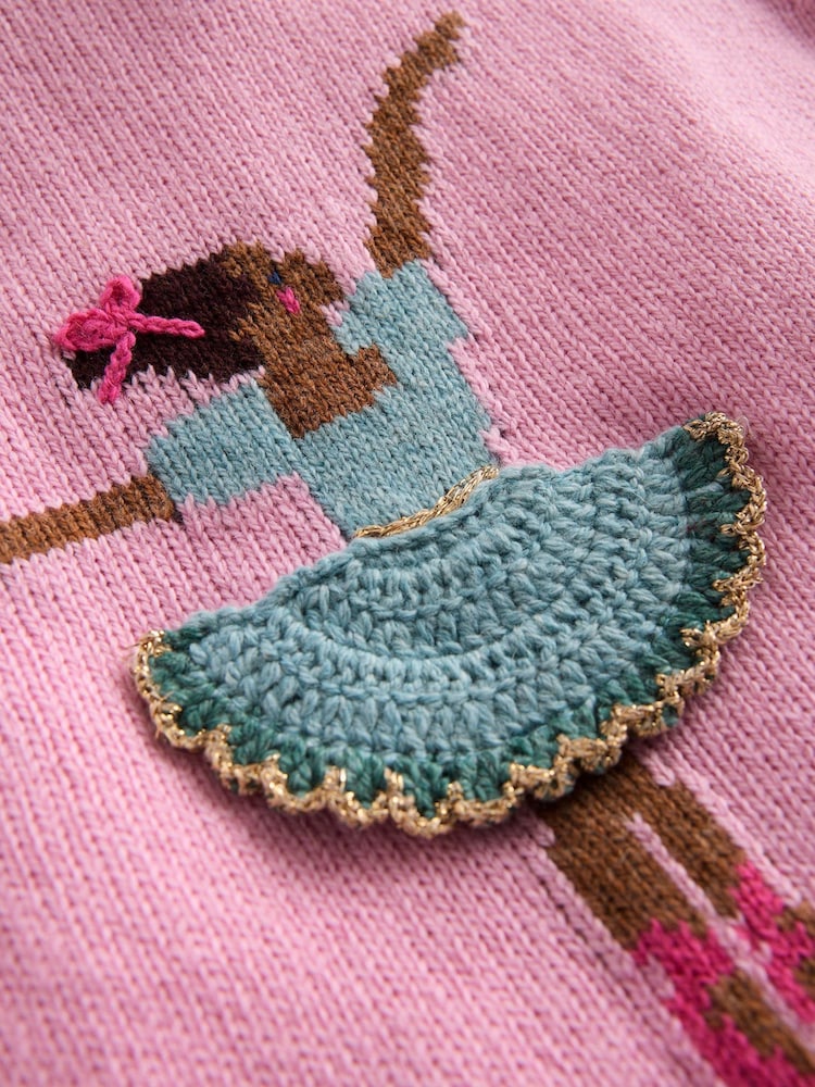 Boden Pink Fun Ballerina Logo Jumper - Image 3 of 3 Boden Pink Fun Ballerina Logo Jumper - Image 3 of 3