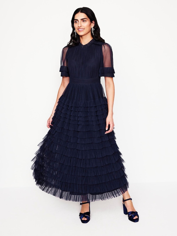 Boden Blue Tiered Ruffle Tulle Dress - Image 1 of 5 Boden Blue Tiered Ruffle Tulle Dress - Image 1 of 5
