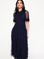 Boden Blue Tiered Ruffle Tulle Dress - Image 4 of 5