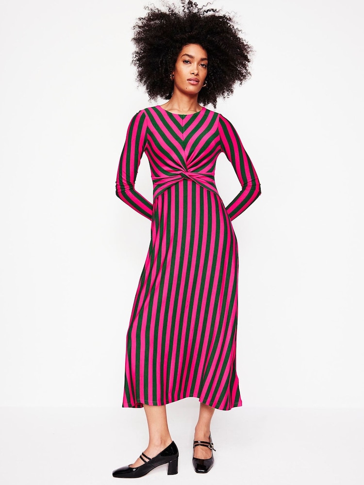 Boden Pink Twisted Waist Jersey Dress - Image 4 of 5
