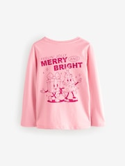 Pink Christmas Long Sleeves Graphic 100% Cotton T-Shirt (3-16yrs) - Image 2 of 4