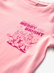 Pink Christmas Long Sleeves Graphic 100% Cotton T-Shirt (3-16yrs) - Image 3 of 4