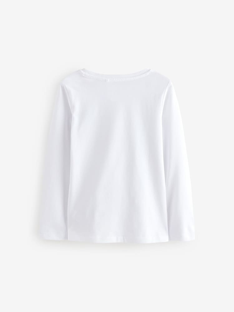 White Reindeer Christmas Long Sleeves Graphic 100% Cotton T-Shirt (3-16yrs) - Image 2 of 4