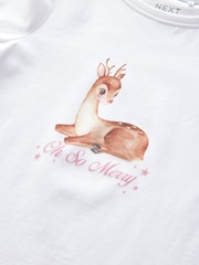 White Reindeer Christmas Long Sleeves Graphic 100% Cotton T-Shirt (3-16yrs) - Image 3 of 4
